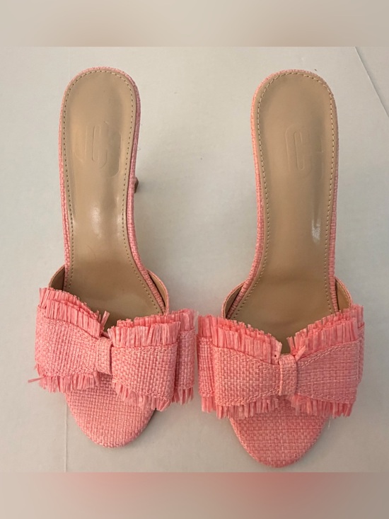 SHEIN Shoes - SHEIN Pink Frayed Bow Slide Mules